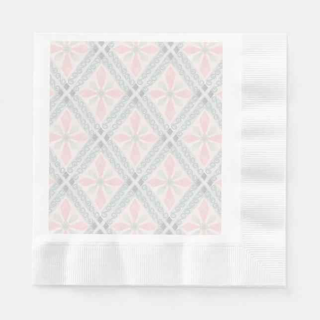 Green and pink pastel diamond pattern napkin (Front)