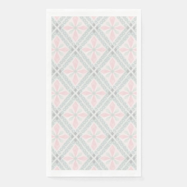 Green and pink pastel diamond pattern napkin (Front)