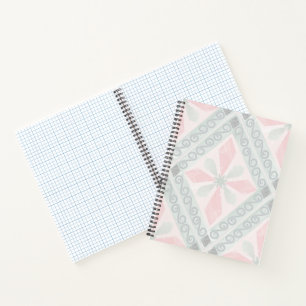 Green and pink pastel diamond pattern notebook