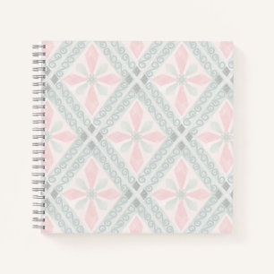 Green and pink pastel diamond pattern notebook