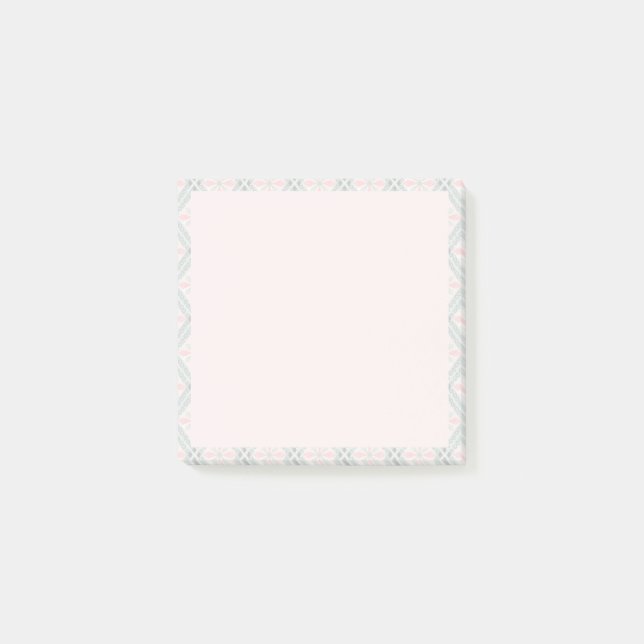 Green and pink pastel diamond pattern post-it notes (Front)