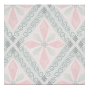 Green and pink pastel diamond pattern poster