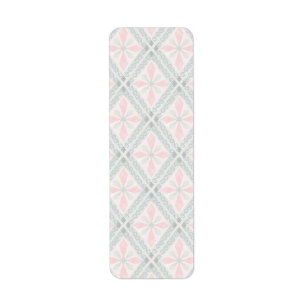 Green and pink pastel diamond pattern return address label