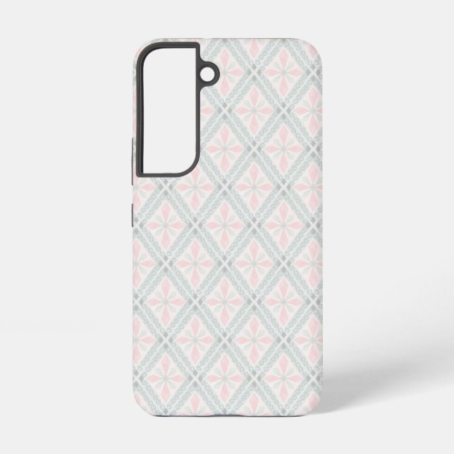 Green and pink pastel diamond pattern samsung galaxy s22 case (Back)
