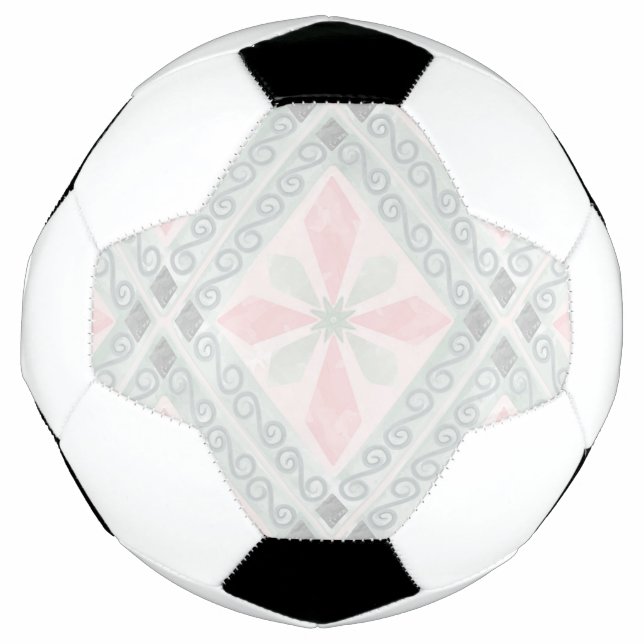 Green and pink pastel diamond pattern soccer ball (Front)