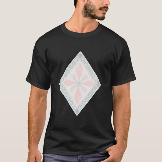 Green and pink pastel diamond pattern T-Shirt (Front)