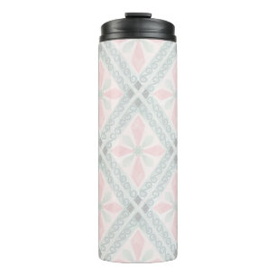 Green and pink pastel diamond pattern thermal tumbler