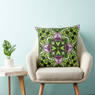 Green and Pink Pattern with Organic Flow Cushion