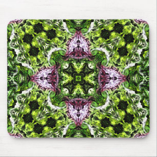 Green and Pink Pattern with Organic Flow Mouse Pad