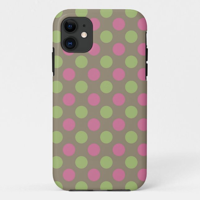 Green and pink polka dot pattern iphone 5 case (Back)