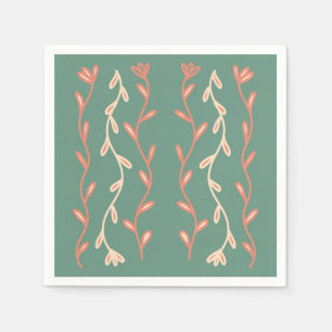Green and pink seaweed design  napkin