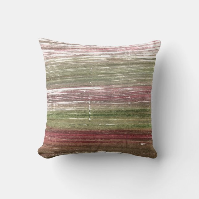 Green and pink stripes art cushion (Front)