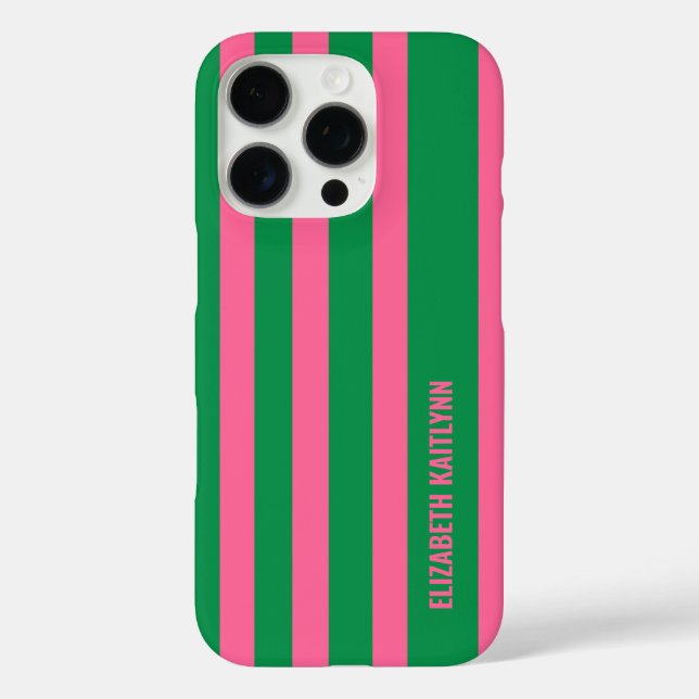 Green and Pink  Stripes Pattern Personalised  Case-Mate iPhone Case (Back)