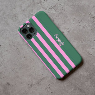 Green and Pink  Stripes Pattern Personalised  iPhone 16 Pro Case