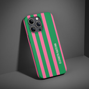 Green and Pink  Stripes Pattern Personalised  iPhone 16 Pro Case