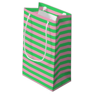 Green and Pink Stripes Small Gift Bag