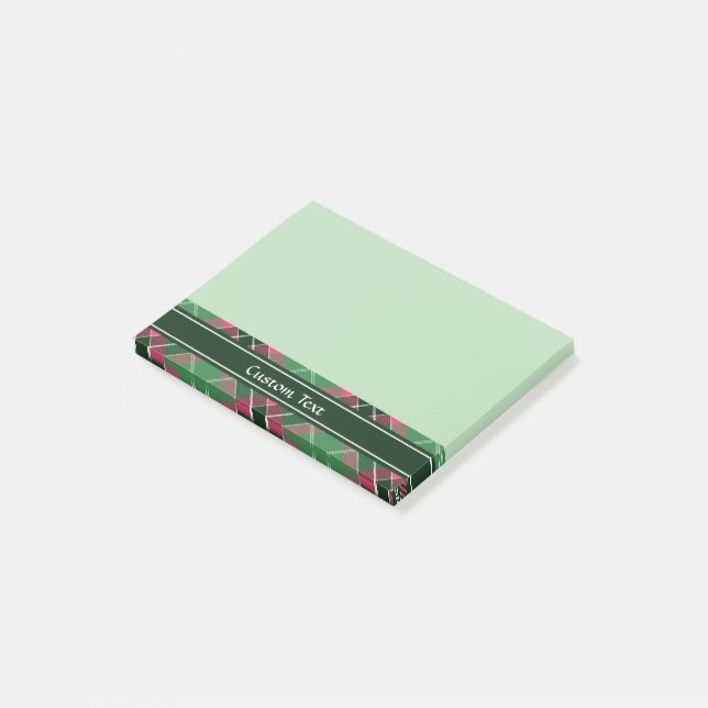 Green and Pink Tartan Post-it Notes (Angled)
