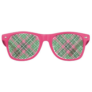 Green and Pink Tartan Retro Sunglasses