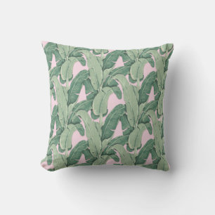 Green and Pink Tropical Leaves Cabana Outdoor Pi Cushion