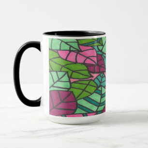Green and Pink Tropical Leaves Mug