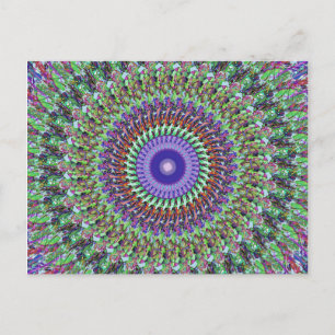 Green And Purple Abstract Mandala Postcard