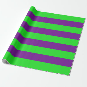 Green and Purple Awning Stripes Wrapping Paper