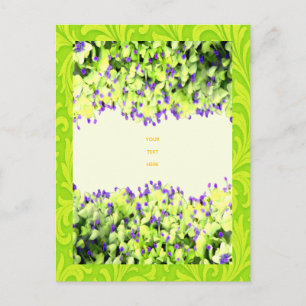 green and purple blooms holiday postcard