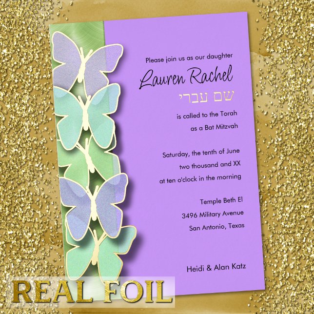 Green and Purple Butterfly Border Bat Mitzvah (Creator Uploaded)