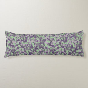 green and purple camo abstract body cushion