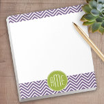 Green and Purple Chevron Pattern Custom Monogram Notepad<br><div class="desc">A bold geometric design in fresh,  cheerful colours. If you need to adjust the monograms,  click on the customise it button and make changes.</div>