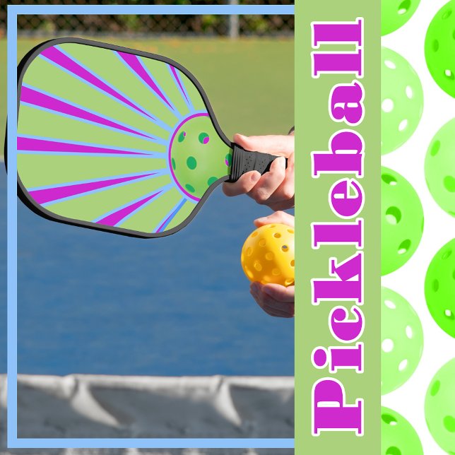 Green and Purple Colourful Sunshine Sunburst Pickleball Paddle (Green and Purple Colorful Sunshine Sunburst Pickleball Paddle)