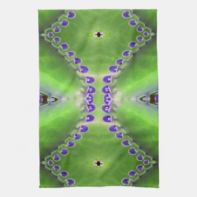Green and Purple Design Tea Towel (Vertical)