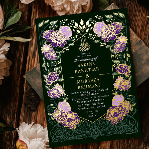 Green and Purple Enchanted Floral Muslim Wedding