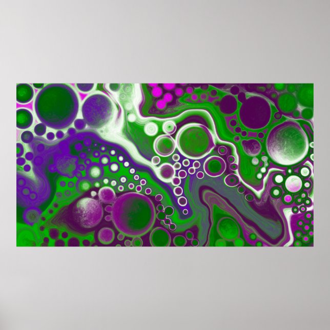 Green and Purple Fluid Art Marble Abstract Modern Poster (Front)