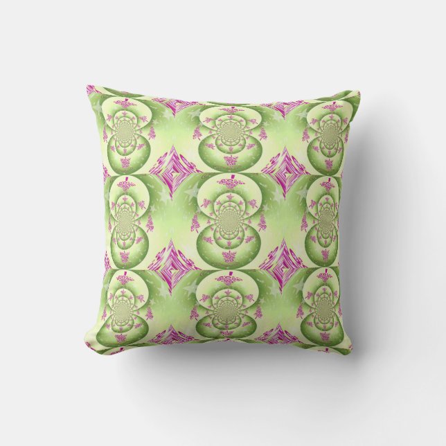 Green and Purple Fractal Design Cushion (Front)