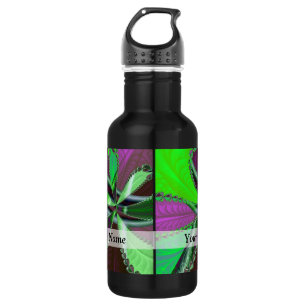 Green and purple fractal pattern 532 ml water bottle