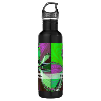Green and purple fractal pattern 710 ml water bottle