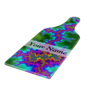 Green and purple fractal pattern cutting board