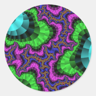 Green and Purple Gear Classic Round Sticker