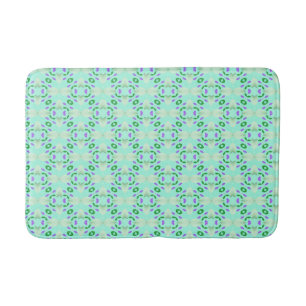 Green and Purple Geometric Flower Petals Bath Mat