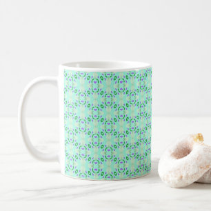 Green and Purple Geometric Flower Petals Coffee Mug