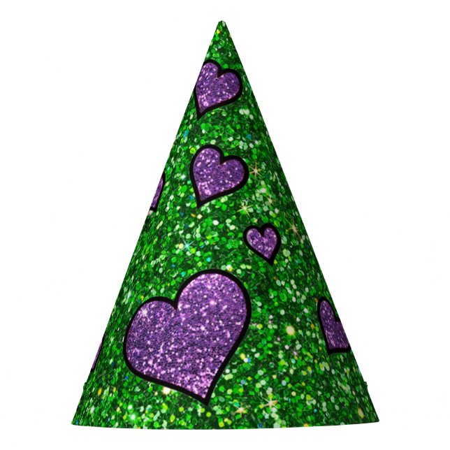 Green and Purple Glitter Party Hat (Front)
