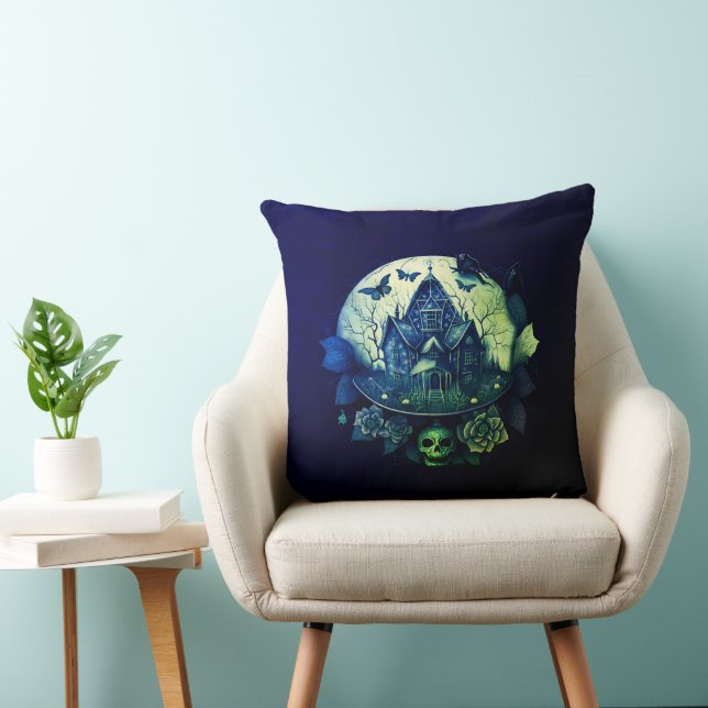 Green and  Purple Gothic Haunted House Cushion (Chair)