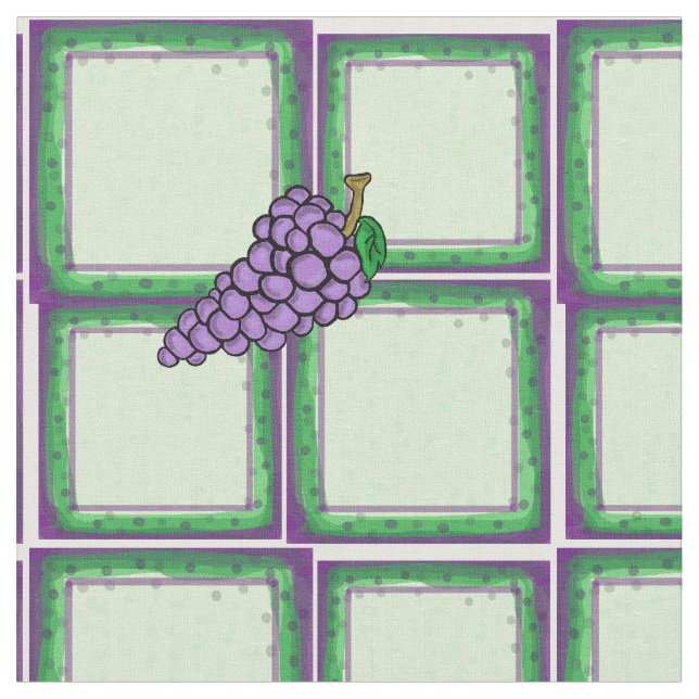 Green and Purple + Grapes Fabric (Close Up)