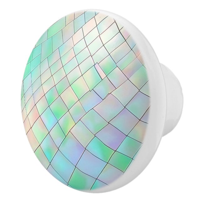 Green and Purple Holographic Pattern Ceramic Knob (Right)