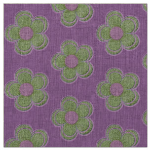 Green and Purple Large Textured Flowers Fabric