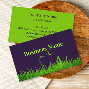 Green And Purple Lawn Care Business Card