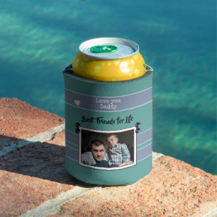 Green and purple Love you Daddy best friends photo Can Cooler