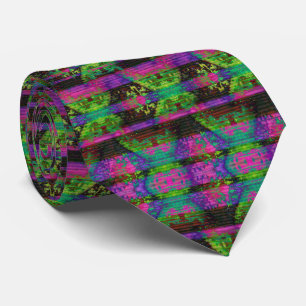 Green and Purple Neon Neck Tie