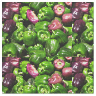 Green and Purple Peppers Fabric